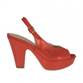 Rotglitzernde Damenplateausandale Absatz 9 - Verfügbare Größen:  32, 34