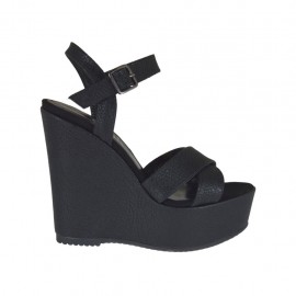 Sandale pour femmes imprimé noir avec courroie, plateforme et talon compensé 11 - Pointures disponibles:  42