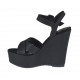 Sandalo da donna stampato nero con cinturino, plateau e zeppa 11 - Misure disponibili: 42