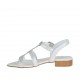 Sandalo da donna con cinturino e borchie in pelle laminata argento tacco 2 - Misure disponibili: 32, 44