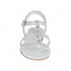 Sandalo da donna con cinturino e borchie in pelle laminata argento tacco 2 - Misure disponibili: 32, 44