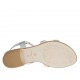 Sandalo da donna con cinturino e borchie in pelle laminata argento tacco 2 - Misure disponibili: 32, 44