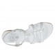 Sandalo da donna con cinturino e borchie in pelle laminata argento tacco 2 - Misure disponibili: 32, 44