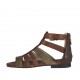 Scarpa aperta da donna con cerniera e fibbia in pelle cuoio e marrone e pelle stampata taupe e beige tacco 1 - Misure disponibili: 33
