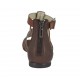 Scarpa aperta da donna con cerniera e fibbia in pelle cuoio e marrone e pelle stampata taupe e beige tacco 1 - Misure disponibili: 33