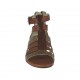 Scarpa aperta da donna con cerniera e fibbia in pelle cuoio e marrone e pelle stampata taupe e beige tacco 1 - Misure disponibili: 33