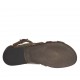 Scarpa aperta da donna con cerniera e fibbia in pelle cuoio e marrone e pelle stampata taupe e beige tacco 1 - Misure disponibili: 33