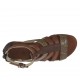 Scarpa aperta da donna con cerniera e fibbia in pelle cuoio e marrone e pelle stampata taupe e beige tacco 1 - Misure disponibili: 33