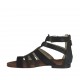 Scarpa aperta da donna con cerniera e fibbia in pelle nera e nabuk stampato nero tacco 1 - Misure disponibili: 33