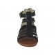 Scarpa aperta da donna con cerniera e fibbia in pelle nera e nabuk stampato nero tacco 1 - Misure disponibili: 33