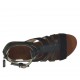 Scarpa aperta da donna con cerniera e fibbia in pelle nera e nabuk stampato nero tacco 1 - Misure disponibili: 33