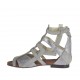 Scarpa aperta da donna con cerniera in nabuk grigio e pelle stampata laminata argento tacco 1 - Misure disponibili: 33