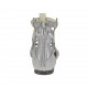 Scarpa aperta da donna con cerniera in nabuk grigio e pelle stampata laminata argento tacco 1 - Misure disponibili: 33