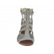 Woman's open shoe with zipper in grey nubuck leather and silver laminated printed leather heel 1 - Available sizes:  33