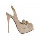 Slingback für Damen mit Plateau, Kette und Fransen aus puderrosafarbenem Leder Absatz 12 - Verfügbare Größen:  31