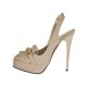 Slingback für Damen mit Plateau, Kette und Fransen aus puderrosafarbenem Leder Absatz 12 - Verfügbare Größen:  31