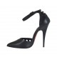Scarpa aperta da donna con cinturino alla caviglia in pelle nera e laminata canna di fucile tacco 11 - Misure disponibili: 34, 42