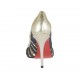 Scarpa aperta da donna in pelle nera e pelle laminata platino tacco 10 - Misure disponibili: 31