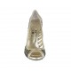 Woman's open shoe in black leather and platinum laminated leather heel 10 - Available sizes:  31
