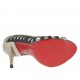 Woman's open shoe in black leather and platinum laminated leather heel 10 - Available sizes:  31