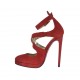 Scarpa aperta da donna con cinturino e plateau in camoscio rosso tacco 12 - Misure disponibili: 42