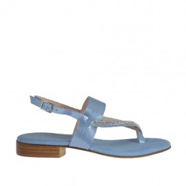 Sandalo infradito glitterato azzurro con strass da donna tacco 2 - Misure disponibili: 42