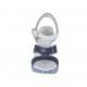 Sandalia para mujer en piel azul y blanca y tejido vaquero con cinturon, plataforma y cuña 9 - Tallas disponibles:  42