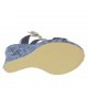 Sandalo da donna in pelle blu e bianca e tessuto jeans con cinturino e plateau con zeppa 9 - Misure disponibili: 42, 44