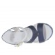 Sandalo da donna in pelle blu e bianca e tessuto jeans con cinturino e plateau con zeppa 9 - Misure disponibili: 42, 44