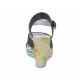 Sandalo da donna in pelle nera e stampata floreale con cinturino e plateau con zeppa 9 - Misure disponibili: 42, 43