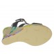 Sandalo da donna in pelle nera e stampata floreale con cinturino e plateau con zeppa 9 - Misure disponibili: 42, 43