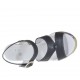 Sandalo da donna in pelle nera e stampata floreale con cinturino e plateau con zeppa 9 - Misure disponibili: 42, 43