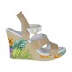Sandalo da donna in pelle bianca e beige e stampata floreale con cinturino e plateau con zeppa 9 - Misure disponibili: 43