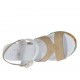 Sandalo da donna in pelle bianca e beige e stampata floreale con cinturino e plateau con zeppa 9 - Misure disponibili: 43