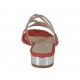 Sabot aperto da donna in camoscio stampato glitterato rosso e vernice argento tacco 2 - Misure disponibili: 32, 42