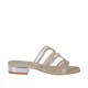 Woman's open mule in beige glittered printed suede and silver patent leather heel 2 - Available sizes:  42