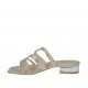 Sabo abierto para mujer en gamuza imprimida beis brillante y charol plateado tacon 2 - Tallas disponibles:  42