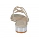 Sabo abierto para mujer en gamuza imprimida beis brillante y charol plateado tacon 2 - Tallas disponibles:  42