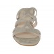 Sabo abierto para mujer en gamuza imprimida beis brillante y charol plateado tacon 2 - Tallas disponibles:  42