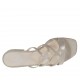 Woman's open mule in beige glittered printed suede and silver patent leather heel 2 - Available sizes:  42