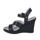 Sandalo da donna in pelle e pizzo nero con cinturino e plateau con zeppa 9 - Misure disponibili: 42
