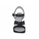 Sandale pour femmes en cuir et dentelle noir avec courroie, plateforme et talon compensé 9 - Pointures disponibles:  42