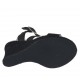 Sandale pour femmes en cuir et dentelle noir avec courroie, plateforme et talon compensé 9 - Pointures disponibles:  42