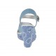 Woman's strap sandal in light blue leather and jeans fabric with platform and wedge heel 9 - Available sizes:  34, 42