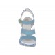 Woman's strap sandal in light blue leather and jeans fabric with platform and wedge heel 9 - Available sizes:  34, 42