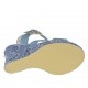 Woman's strap sandal in light blue leather and jeans fabric with platform and wedge heel 9 - Available sizes:  34, 42
