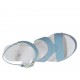 Woman's strap sandal in light blue leather and jeans fabric with platform and wedge heel 9 - Available sizes:  34, 42