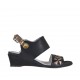 Sandalo da donna in pelle nera e laminata rame con ricamo zeppa 3 - Misure disponibili: 43