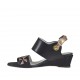 Sandalo da donna in pelle nera e laminata rame con ricamo zeppa 3 - Misure disponibili: 43