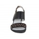 Sandalo da donna in pelle nera e laminata rame con ricamo zeppa 3 - Misure disponibili: 43